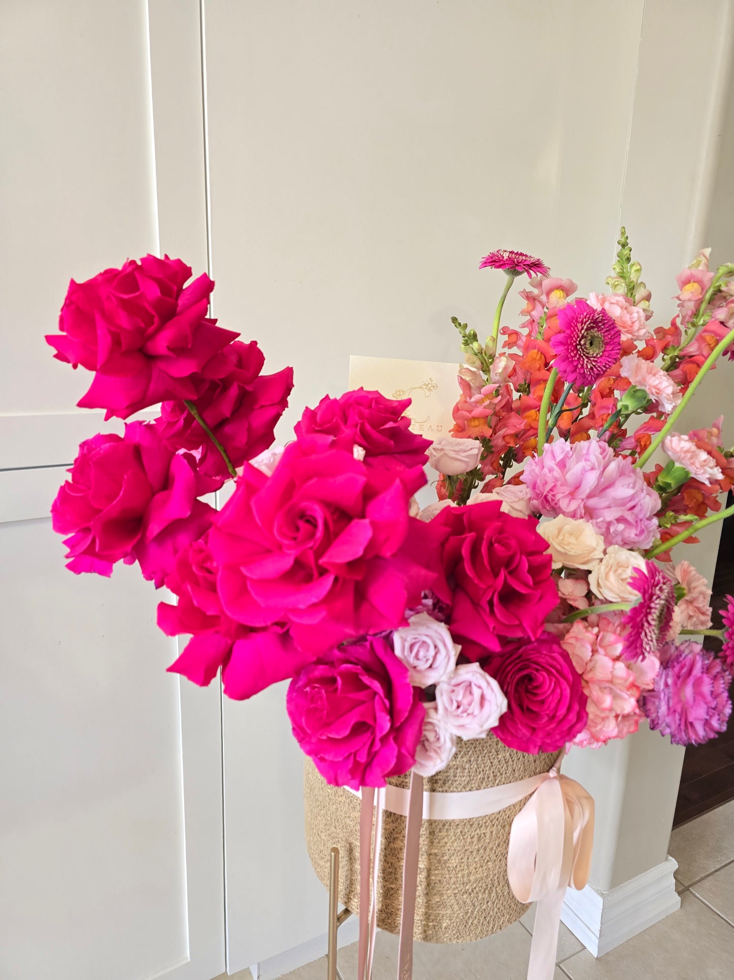 Hot Pink Blooms Basket