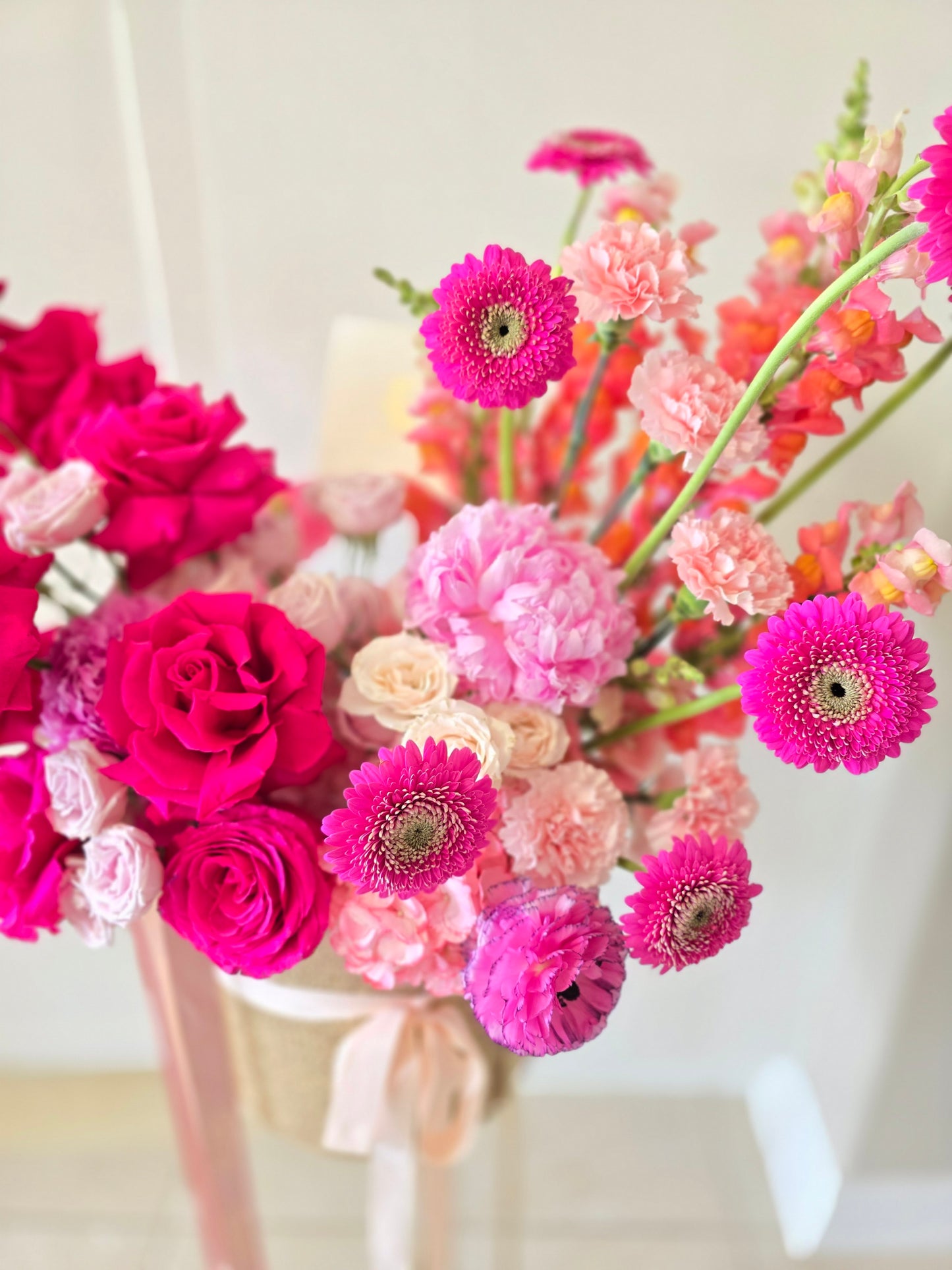 Hot Pink Blooms Basket